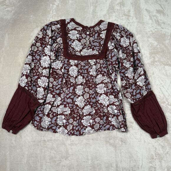 Anthropologie Cleobella Rafia Lace Blouse Women's Size XS Balloon Sleeve Cottage - Picture 6 of 10